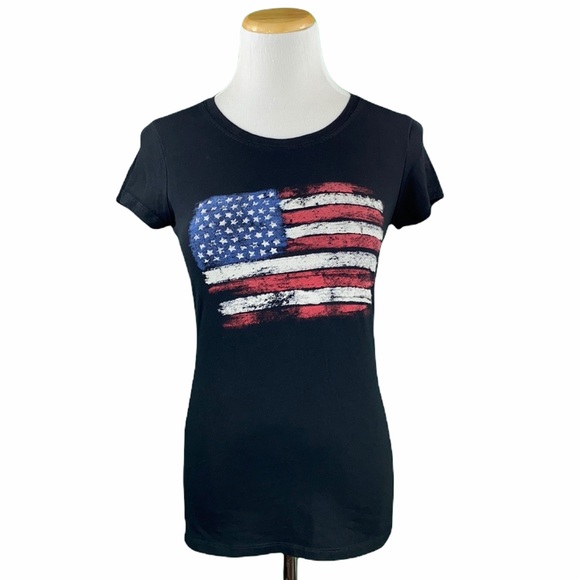 Black American Flag Short Sleeve Graphic Tee